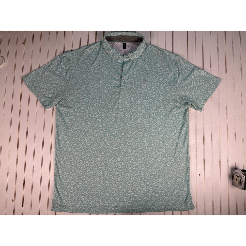AndersonOrd Polo Mens XL Green Floral Lake Hickory Country Club Golf Shirt